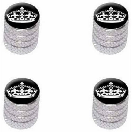 Crown Valve Caps - Keep Calm and Carry On Black Crown Tire Rim Wheel Aluminum Valve Stem Caps, Multiple Colors