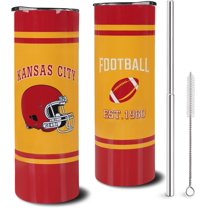 20oz Kansas Red City Classcial Stainless Steel Tumbler Travel Mug for Men Women Sports Tumbler Keeps Drinks Cold & Hot Gift for Football Fans