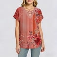 thumbnail image 5 of DailkTrvid Short Sleeve Tops for Women Loose Fit Summer Blouse Trendy Casual T-Shirt Criss Cross V Neck Basic Tee Floral Print Fashion Breathable Shirts, 5 of 6