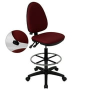 Mid-Back Burgundy Fabric Multi-Functional Drafting Chair with Adjustable Lumbar Support [WL-A654MG-BY-D-GG]