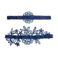 thumbnail image 2 of Yinanstore 2Pcs Bride Lace Garter Set Elastic Thigh Rings Floral Design Handmade Accessories Wedding Garters for Costume Dance Cosplay Bride Girls , Navy Blue, 2 of 8