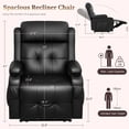 thumbnail image 2 of Loberfve Power Recliner, Oversized Recliner with Heat and Back Massage, Leather Recline Chair with Storage Armrests, 2 Cup Holders for Living Room, Bedroom, Black, 2 of 7