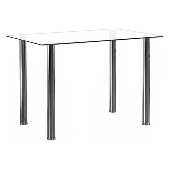 Tempered Glass Dining Table for 4, Small Rectangular Kitchen Table, ,for Apartment & Small Places & Home & Dining Kitchen, 43", Sturdy Clear Glass