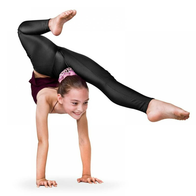 Buy Teen Girls Athletic Active Dance Leggings for Kids Shiny Workout Tight  Exercise Yoga Pants Black 8 at