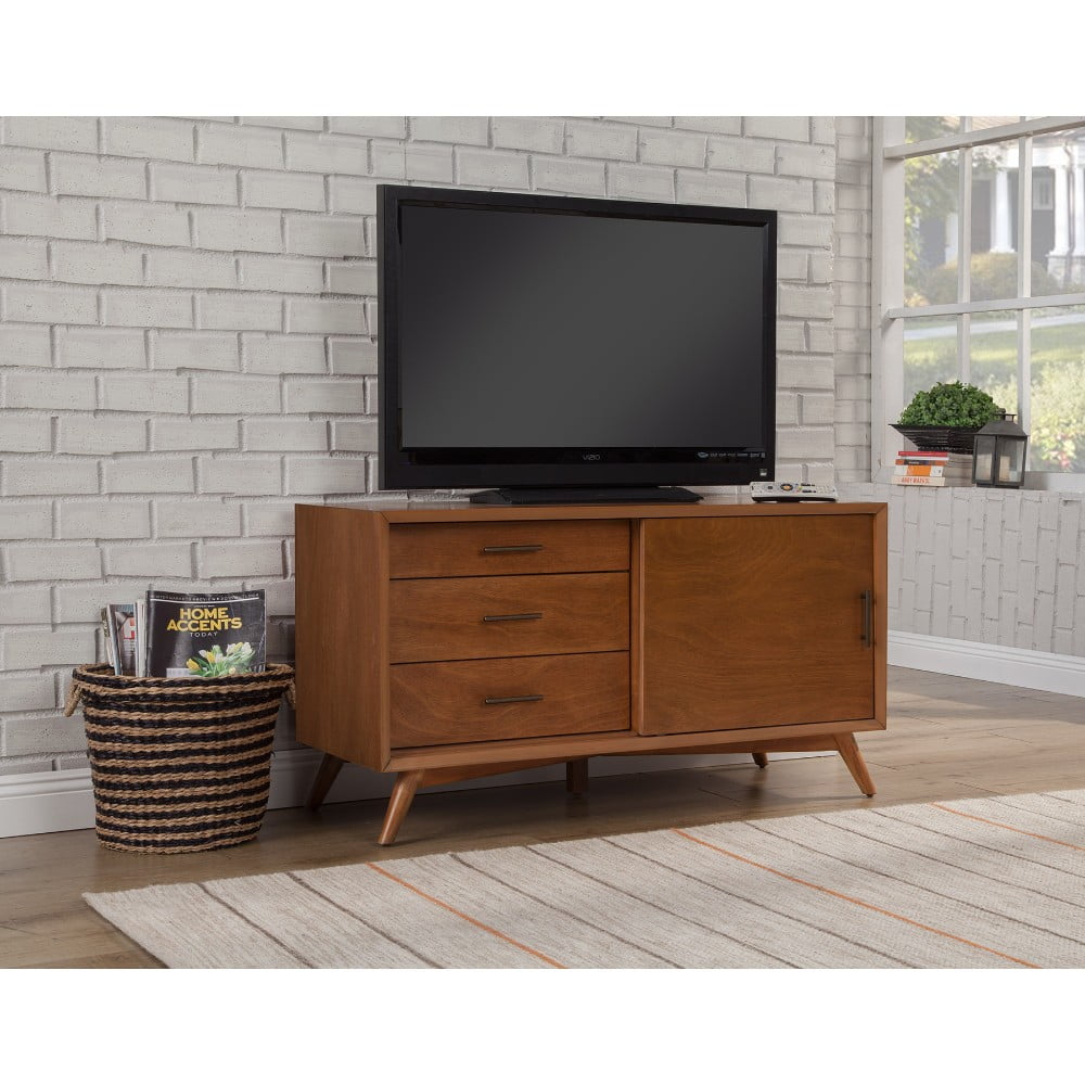 Benzara Mahogany Wood Small TV Console