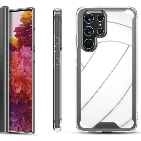 Shockproof Bumper Phone Case for Samsung Galaxy S22 Ultra 5G, by OneToughShield ® - Volleyball