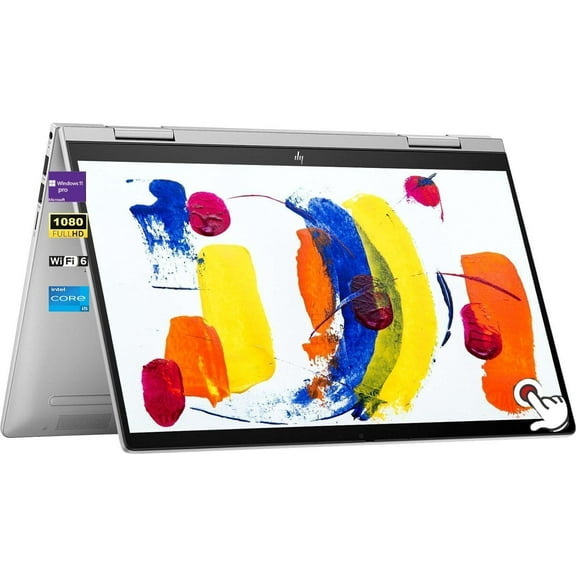 HP Envy x360 2-in-1 Laptop, 14" FHD Touchscreen Display, Intel Core i5-1335U Processor, 8GB RAM 512GB SSD, Fingerprint Reader, Backlit Keyboard, Bluetooth 5.3, Wi-Fi 6E, Windows 11 Pro, Silver