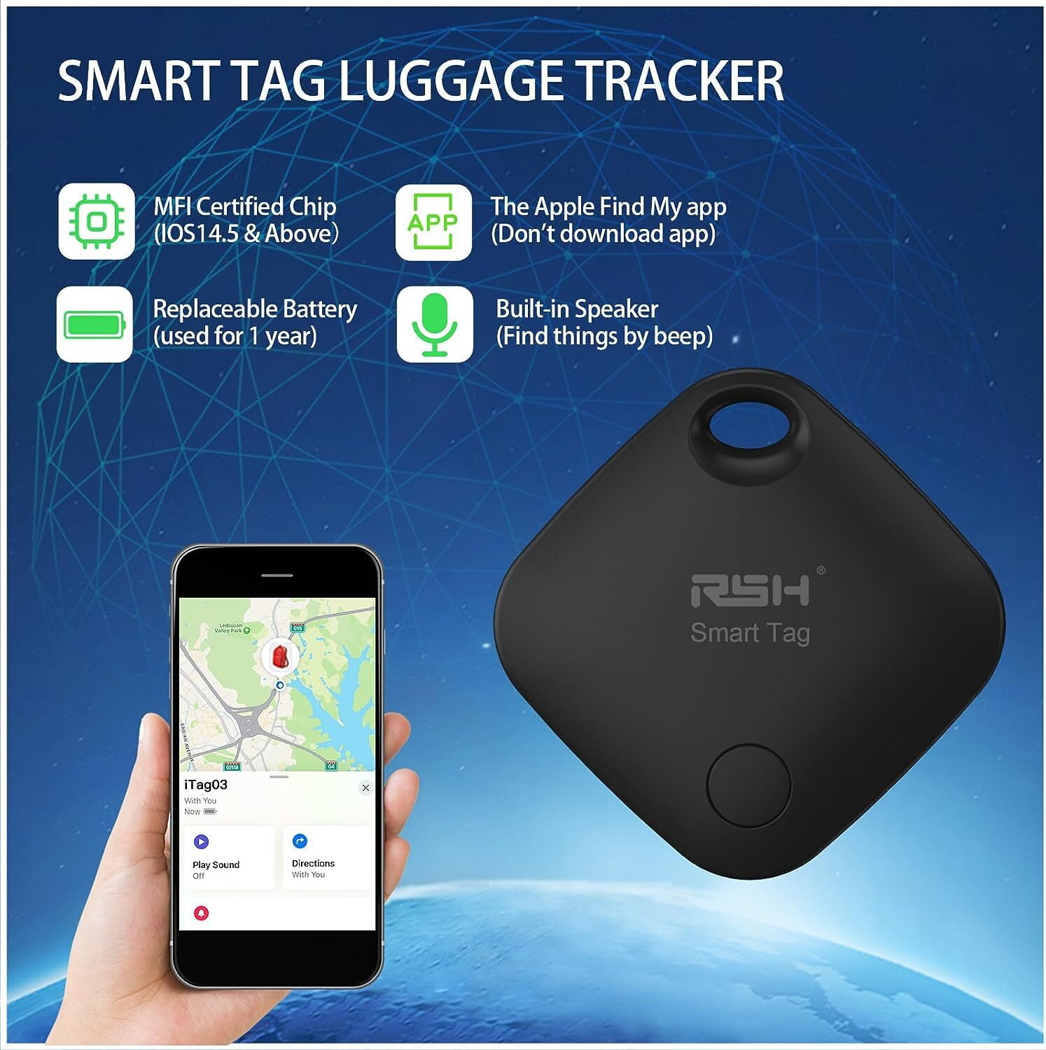 Pack 4 AirTag - Apple Tracker Porte Clé Traceur Connecté Bluetooth