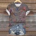 thumbnail image 3 of Cilsoka Trendy Shirts for Women Short Sleeve, Womens Summer Short Sleeve Tops Floral Printed T Shirts Casual Basic Graphic Tees, Floral Print Tshirts, 3 of 5