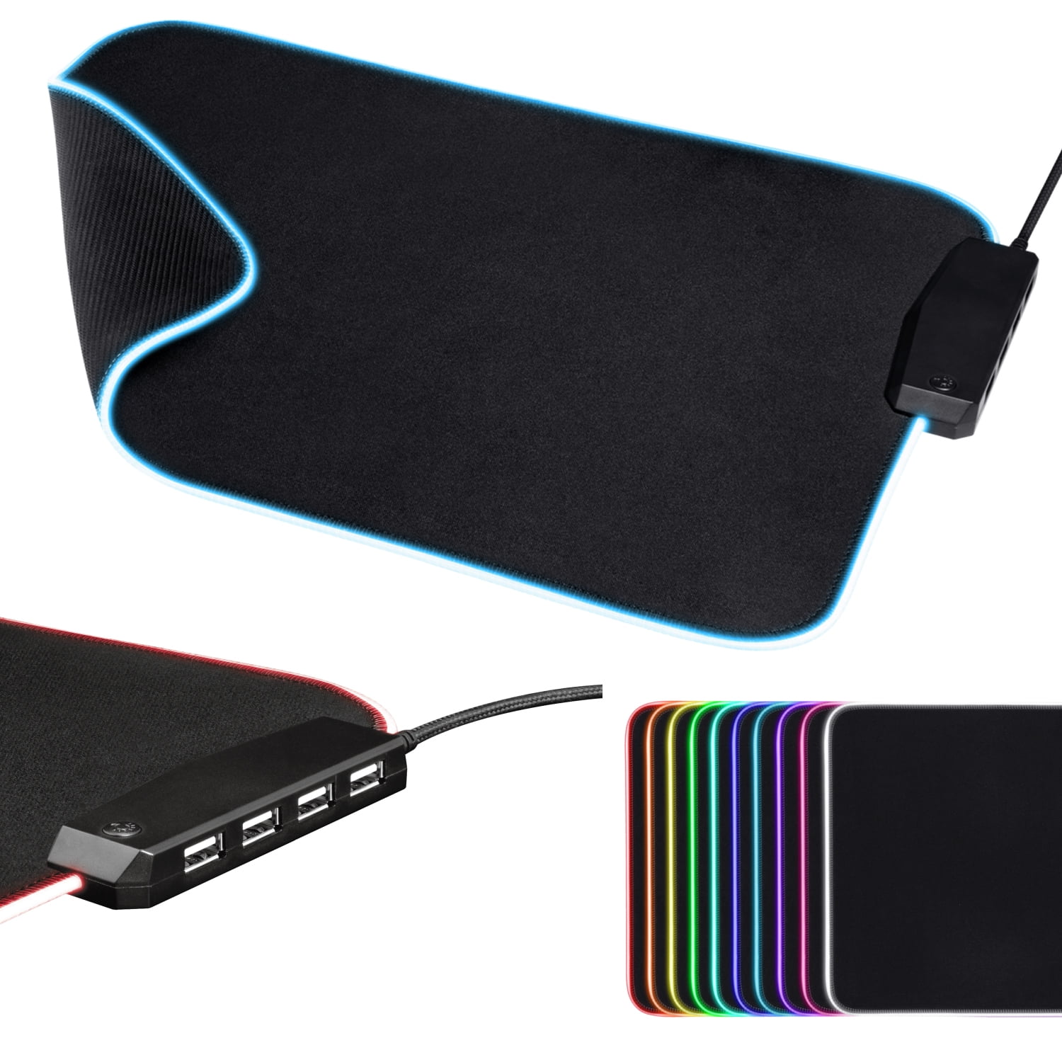Mousepad Rgb Con Hub Usb De 4 Puertos Integrado