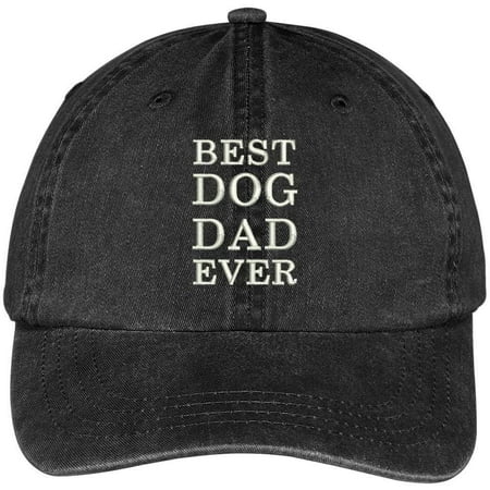 Trendy Apparel Shop Best Dog Dad Ever Embroidered Soft Fit Washed Cotton Baseball Cap -