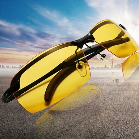 Polarized Night Vision Glasses Outdoor Driving Sunglasses UV Goggles Yellow Lens Black
