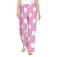 thumbnail image 2 of Goofa Pink And White Polka Dot Printed Soft Pajama Pants for Women, Wide Leg Comfy Casual Lounge Yoga Pants-Large, 2 of 9