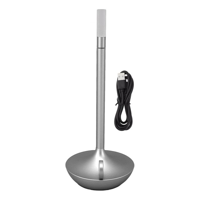 Lámpara de mesa inalámbrica Innovadora forma de vela 3 niveles de brillo Lámpara de escritorio LED recargable regulable Plata