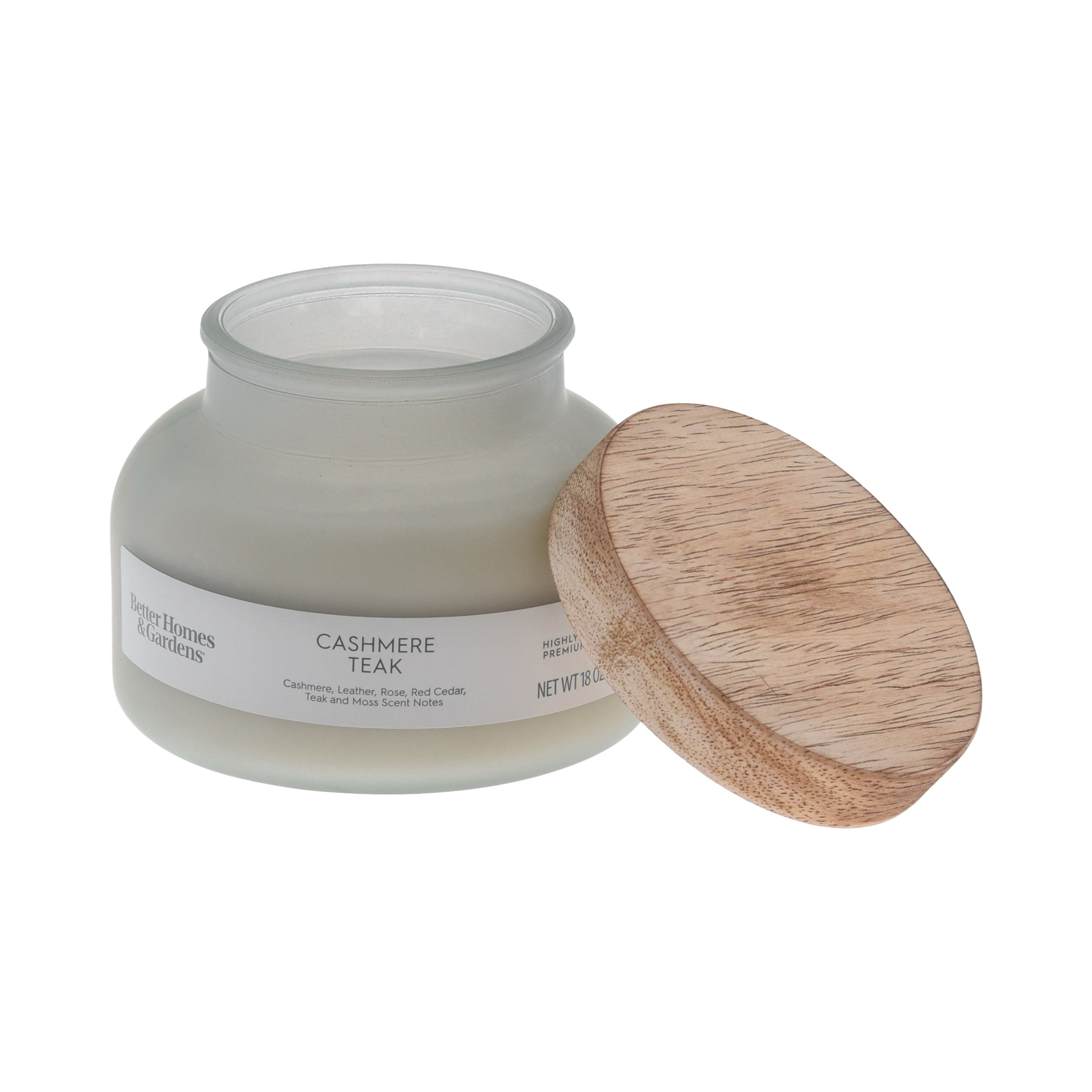 Better Homes & Gardens Cashmere Teak Scented 2-Wick Frosted Jar Candle, 18 oz
