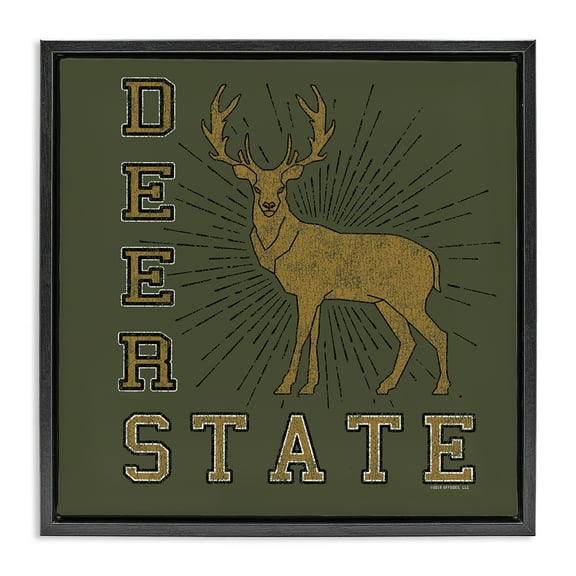 Stupell Industries Vintage Deer State Novelty & Humor Painting Black Floater Framed Canvas Art Print Wall Art, 18 x 18