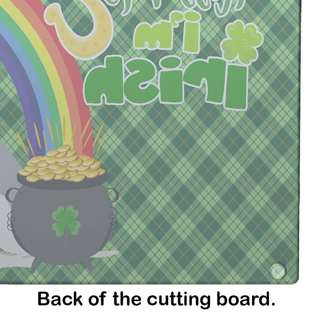 Blue and White Pit Bull Terrier St. Patrick's Day Glass Cutting Board Large 12 in x 15 in