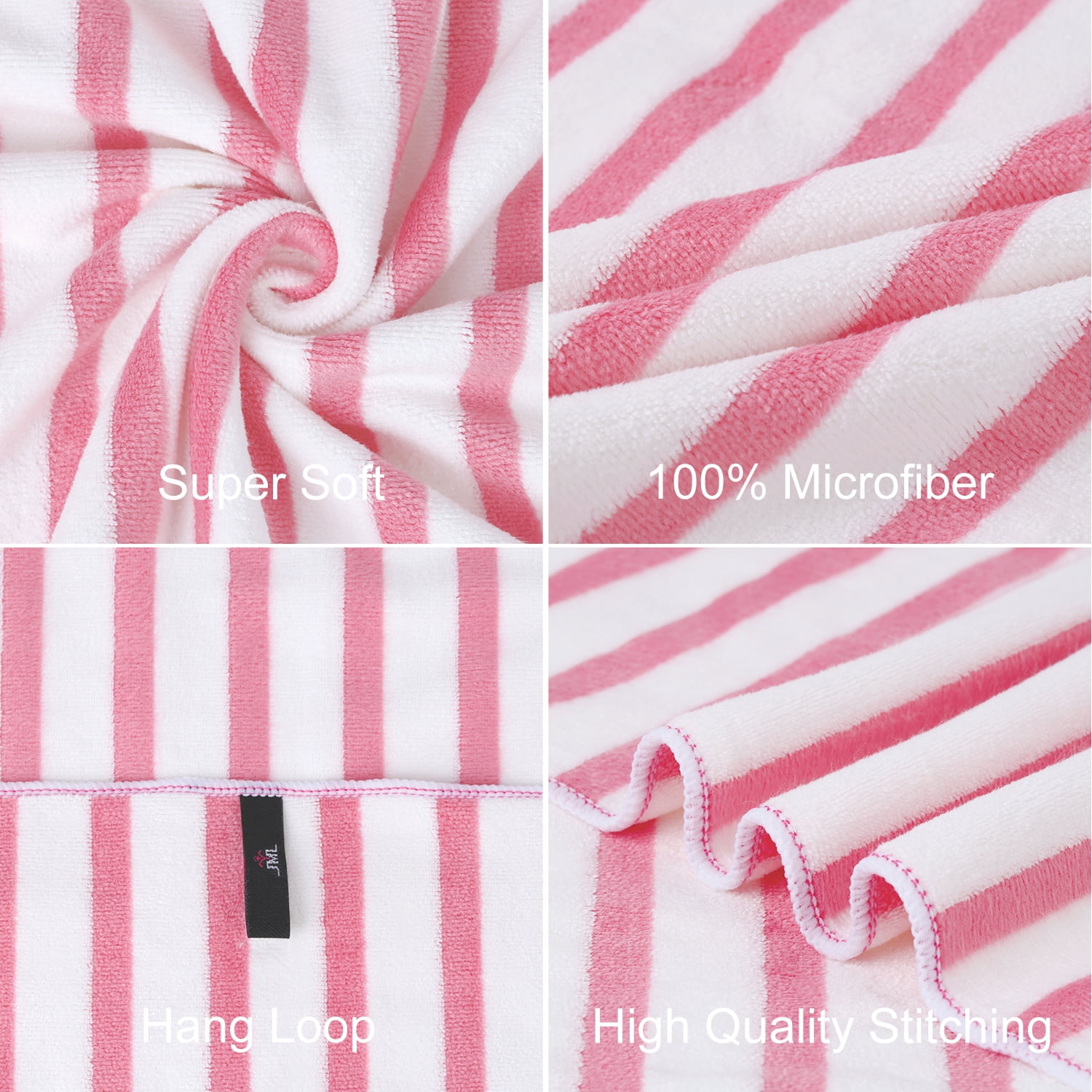 JML Bath Towel Set 2 Pack (30" x 60") - Extra Absorbent, Fast Drying, Pink Microfiber Towels