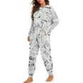 thumbnail image 2 of SCRAWLGOD Newspaper Print Women's Pajama Sets Long Sleeve Pullover Top and Full-Length Bottom with Pockets Drawstring, Soft Lounge Set Pockets 2 Piece Outfits Clothing, S, 2 of 7