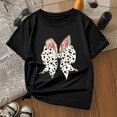 thumbnail image 4 of MIXUE Toddler Girls Tops & T-Shirts Easter Bunny Print Round Neck Short Sleeves Casual Tops Pullover Tshirts Outwear,Black,12-13 Years, 4 of 4