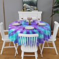 thumbnail image 2 of Purple Blue Tie Dye Pattern Round Tablecloth 60"x60",Wrinkle Wipeable Table Cloth for Kitchen Dining Room Picnic Patio Party, 2 of 6