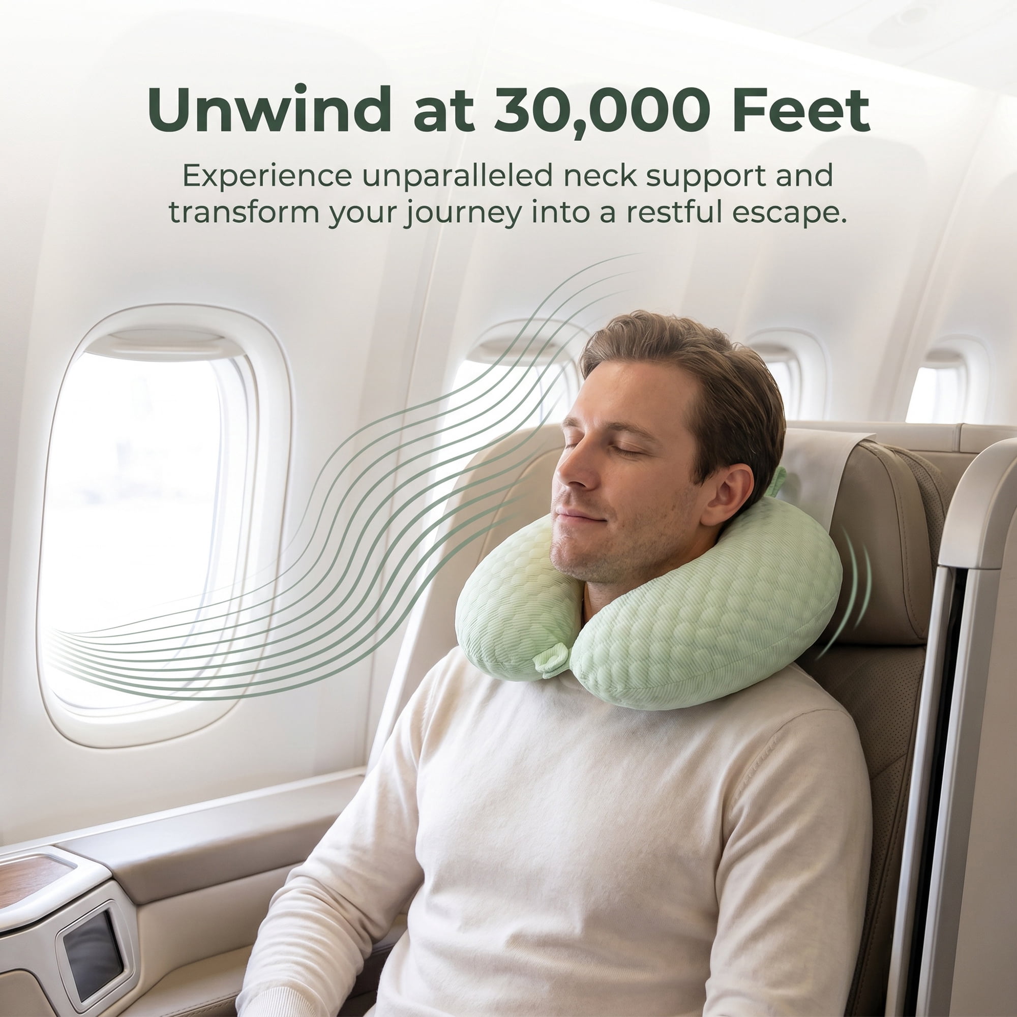 Unique Bargains Memory Foam U Shape Travel Neck Pillow for Office Naps Green 12"x12"x4"