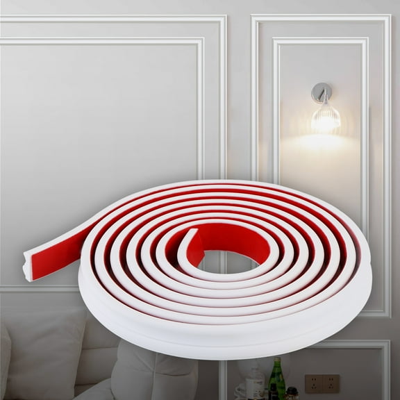 Peel and Stick Lightweight Tile Paintable TPE Chair Rail & Wall Molding Trim for Decor & Protection ,White,118"L x 1.26"W