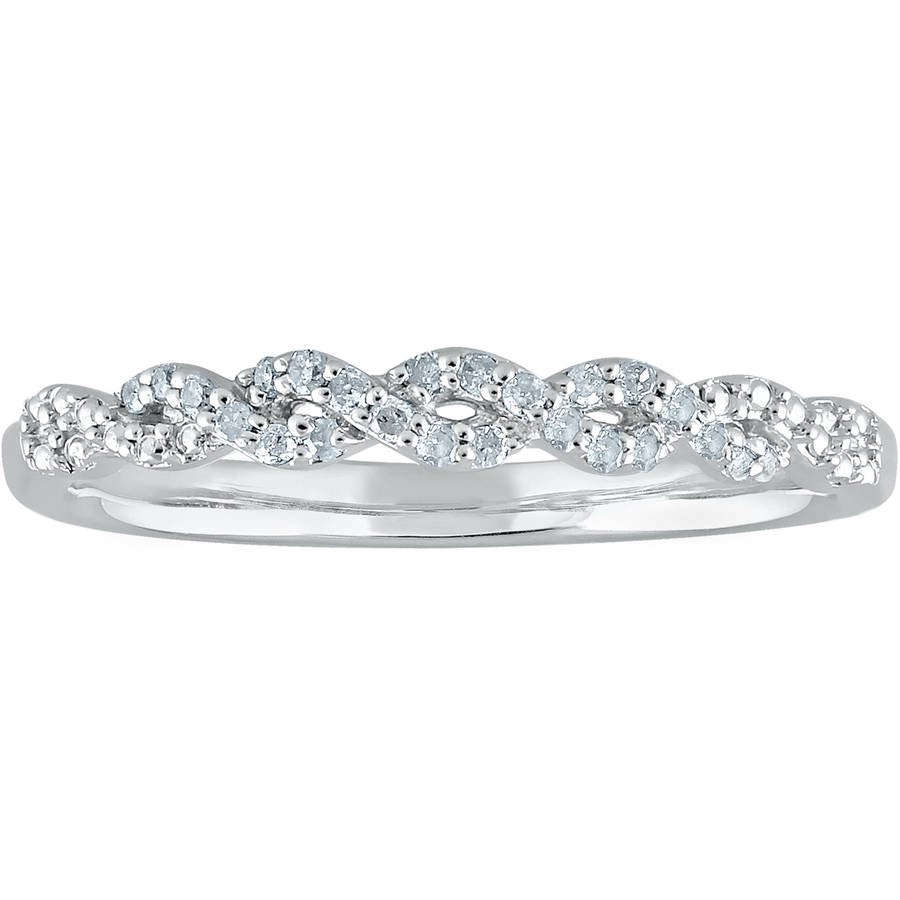 Forever Bride 1/10 Carat T.W. Diamond Swirl Wedding Band in Sterling Silver