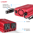 thumbnail image 2 of 500W Modified Sine Wave Power Inverter 12V DC to 110V AC Vehicles Converter 2 AC Outlets + 2USB Charger Car Plug Adapter for Laptop, Computer, Car, RV, Camping & Home Red, 2 of 8