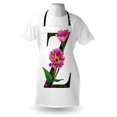 thumbnail image 3 of Letter Z Apron Purple Zinnia Petals Stems Leaves and Letter Z Nature Inspired Alphabet, Unisex Kitchen Bib Apron with Adjustable Neck for Cooking Baking Gardening, Fuchsia Green Black, by Ambesonne, 3 of 3