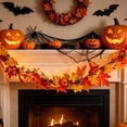 thumbnail image 4 of Cififendec Halloween Pumpkin Leaf Garland, 66.93", Mixed Foliage Vine for Thanksgiving Doorframe Wrapping, Porch Column Draping, Sideboard Edge Accent, 4 of 5