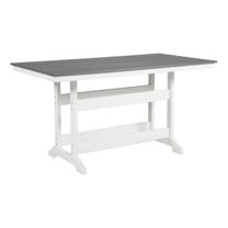 Bowery Hill Modern Outdoor Plastic Dining Table in Gray and White