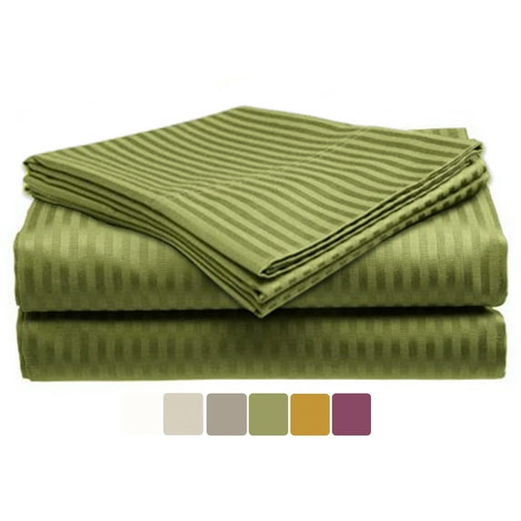 NC Home Dreamland dobby stripe ultra soft microfiber solid sheet set, Queen, Fern