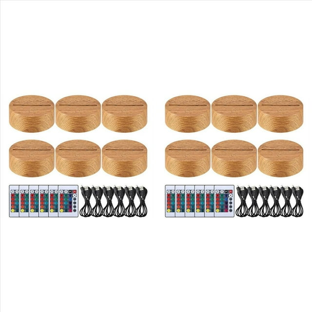 12 Piezas Navidad 3D Noche LED Base de Lámpara Regalo 16 Colores LED Base de Pantalla de Luz con Control Remoto Cable USB Base de Lámpara