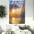 thumbnail image 3 of Birds Tapestry, Early Morning Sunrise Over the Ocean and a Bird Horizon Nature Panoramic View, Wall Hanging for Bedroom Living Room Dorm Decor, 40W X 60L Inches, Blue and Orange, by Ambesonne, 3 of 5