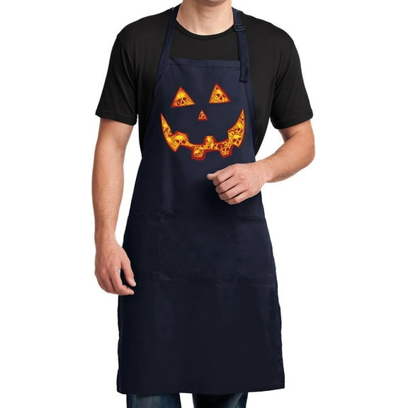 Jack O Lantern Pumpkin Kitchen Apron - Black