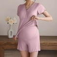 thumbnail image 2 of Women Pajama Sets Soft Comfortable Nursing Sleepwear Maternity Pajama Set For Breastfeeding Moms Postpartum Loungewear With Built In Bra, 2 of 5