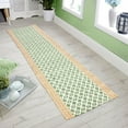 thumbnail image 2 of Casavani Handblock Printed Cotton Dhurrie Living Bedroom and Dining Room Carpets Home Decor Kilim Rug, Green 6x8 feet, 2 of 6