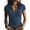 #03Blue, variant on Women's Summer Short Sleeve Shirt Half Zip Ribbed Knit Casual Tee Top T Shirt Black XL