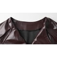 thumbnail image 4 of Uootdi Cropped Leather Jacket for Women Vintage Style Motorcycle Bomber Jacket Faux Leather Lapel Neck Button Down PU Long Sleeve Coats Fall Going Out Jackets, 4 of 7
