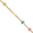 thumbnail image 1 of 14k Yellow Gold Childrens Butterflies .5 Inch Name Bar Identification Id Bracelet, 1 of 7