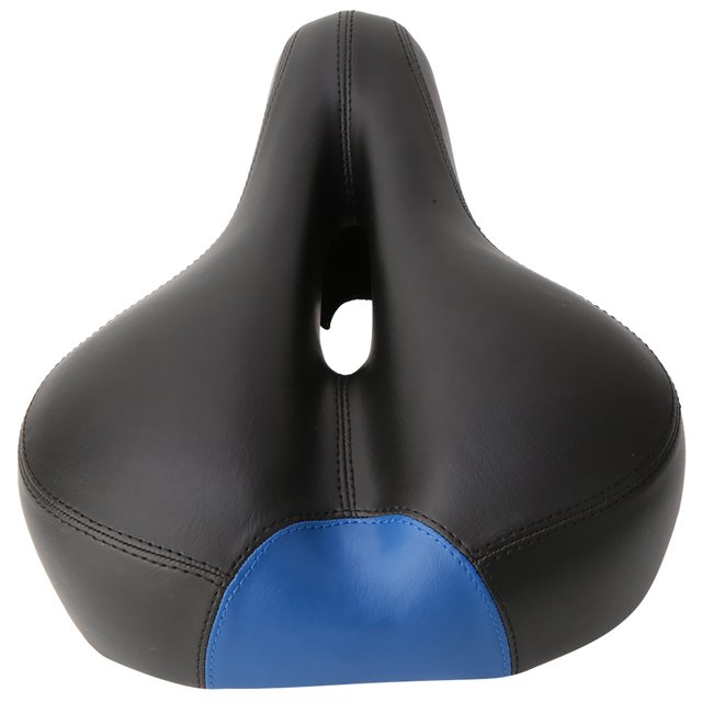 Asiento de bicicleta acolchado suave con diseño transpirable y absorción de impactos - Sillín de bicicleta cómodo en negro y azul