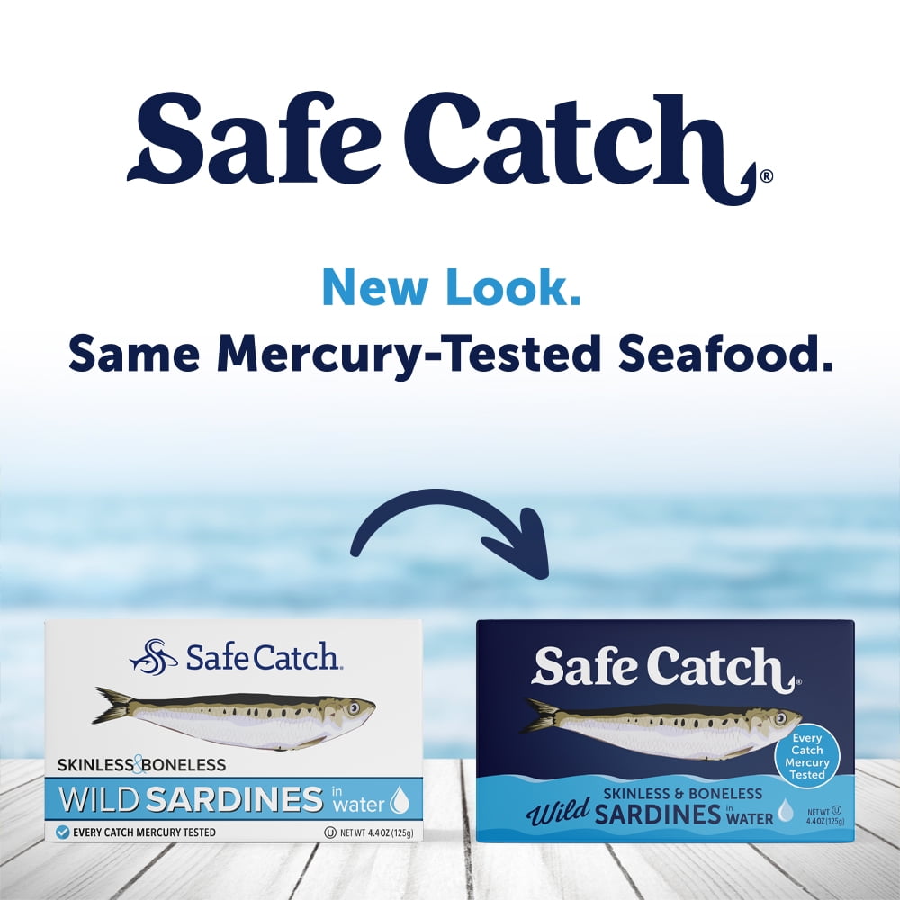 Safe Catch Wild Skinless & Boneless Sardines in Water, 4.4 oz – Mercury Tested, High-Protein Sardines