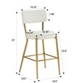 thumbnail image 4 of Lisonu Set of 2 Beige Teddy Fabric Bar Stools with Gold Metal Base, 35" Counter Height Chairs with Backrest for Kitchen Island, Dining, Living Room, 4 of 13
