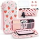 thumbnail image 1 of (Rosa fresa) Hermoso estuche de transporte para Nintendo Switch OLED 2021 en color rosa con estuche de viaje, estuche para PC, correa de hombro ajustable, agarre para el pulgar, pantalla, 1 of 4
