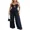 Black, variant on Jumpsuits For Women Gold Ring Spaghetti Strap Cut-Out Waist Backless Wide Leg Jumpsuit Elegant Party Womens Rompers Black-L