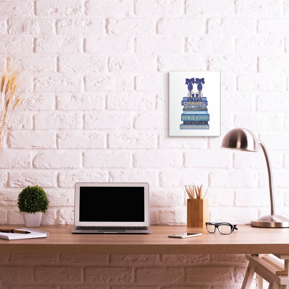 Stupell Industries Blue Bow Heels above Iconic Designer Books Designed by Amanda Greenwood