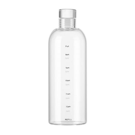 

500ML/750ML Gifts Fitness Drink Bottle Glassware Transparent With Time Marker Glass Water Bottle Travel Sports 750ML