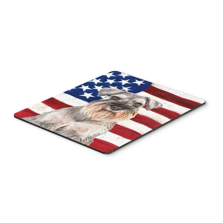 USA American Flag with Schnauzer Mouse Pad, Hot Pad or Trivet KJ1158MP