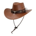 thumbnail image 3 of Accesorio de disfraz de sombrero de vaquero occidental para hombres, elegante sombrero de ala ancha para Caqui, 3 of 9